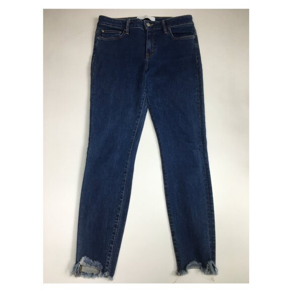 IRO Jarod Medium Wash Step Fray Hem 5 Pocket Logo Hardware Jeans - Picture 1 of 12